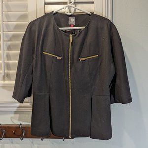 Vince Camuto Black Blazer/Jacket with Gold Zipper. Size 10.